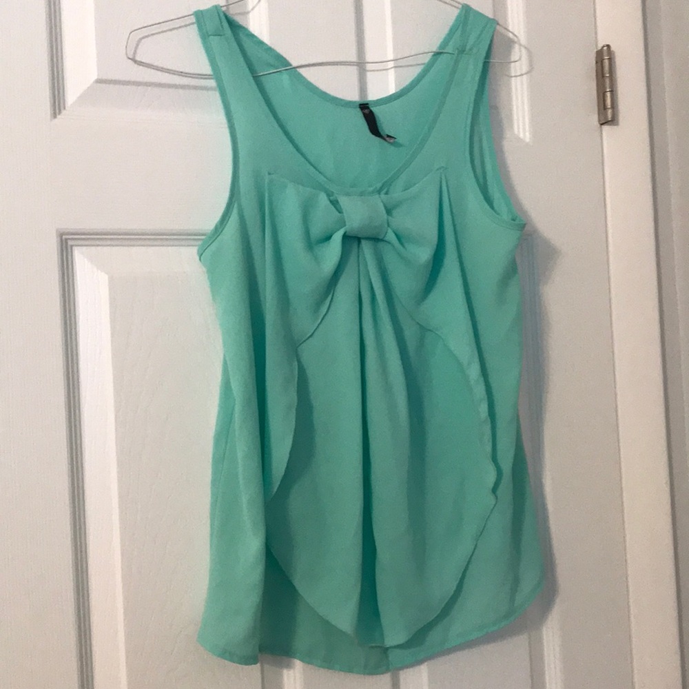 tiffany blue bow front top